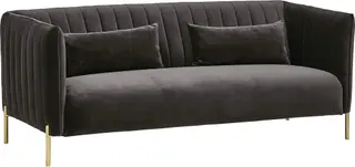 Kaldern Frederick Mid-Century Modern Tufted Velvet Sofa Couch, 77.5"W, Grey