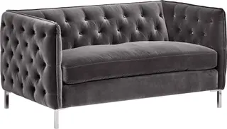 Kaldern Eva Mid-Century Modern Tufted Velvet Down-Filled Loveseat Sofa Couch, 60.5"W